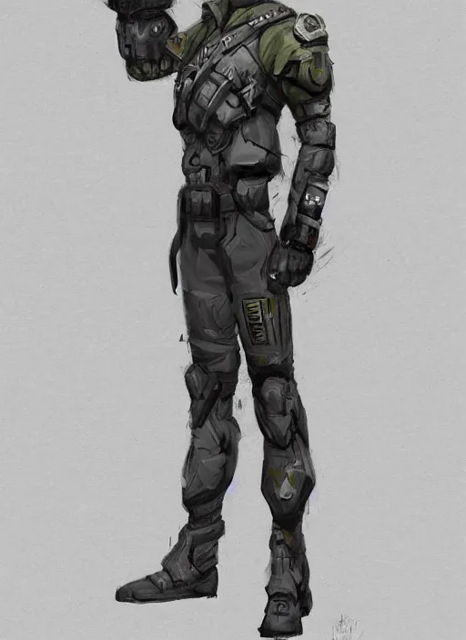 Prompt: concept art proportion study of a futuristic soldier in an officers uniform, 4 k, hd, cyberpunk dark fantasy art, official fanart behance hd artstation