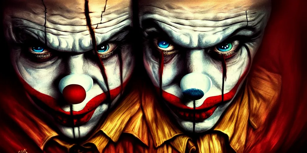 Image similar to the sad clown paradox, illustration, high quality, details, intricate, atmosphere, highly detailed, cinematic, digital painting, deviantart, cinematic