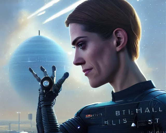 Image similar to highly detailed portrait of allison williams as an android in a space shuttle, in detroit : become human, stephen bliss, unreal engine, fantasy art by greg rutkowski, loish, rhads, ferdinand knab, makoto shinkai and lois van baarle, ilya kuvshinov, rossdraws, tom bagshaw, global illumination, radiant light, detailed and intricate environment