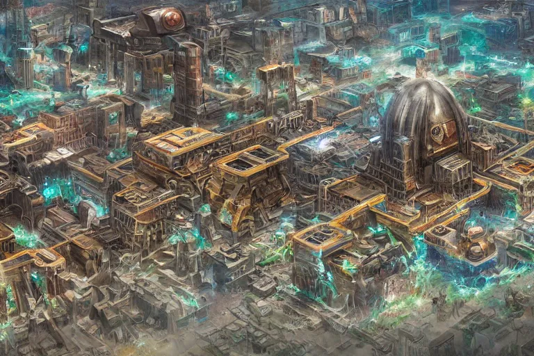 Prompt: A futuristic aztec city, ancient technology, very detailed, concept art, trending on art station