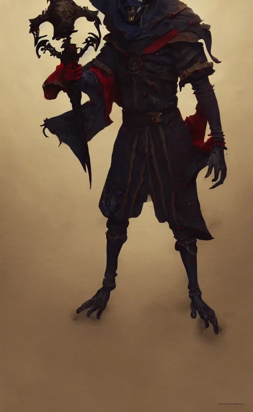 Image similar to full body portrait of villainous male jester, dark, twisted. musular. medieval. highly detailed, cinematic lighting, digital art painting by greg rutkowski, trending on artstation