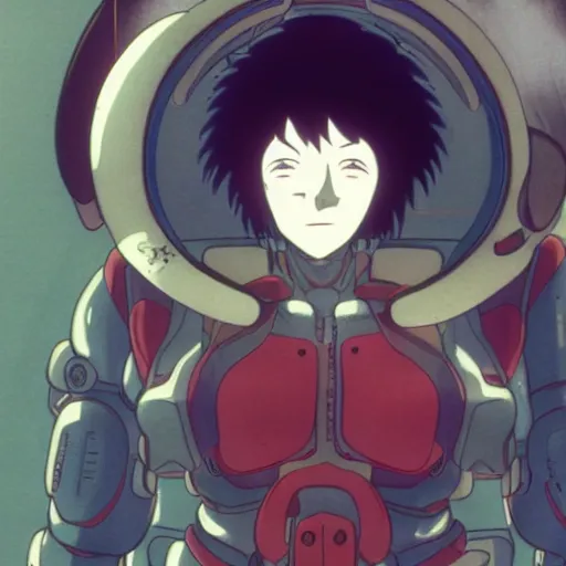 Prompt: laughing man, ghost in the shell, anime, by katsushika