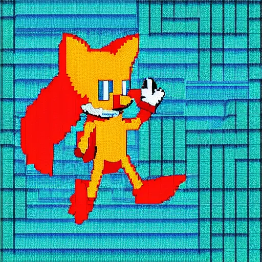 Prompt: tails the fox official pixel art sonic mania