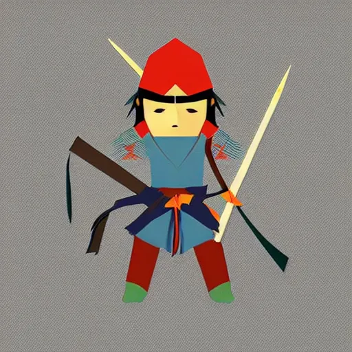 Prompt: origami samurai warrior