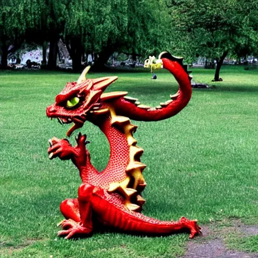 Prompt: cute dragon drunk in a park by frank miller beer