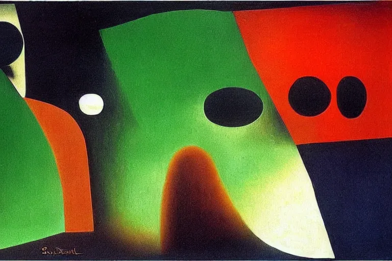 Image similar to born under a bad sign, good luck and trouble are my only friends, colors orange, white!!, dark green, dark blue, surreal abstract painting by salvador dali