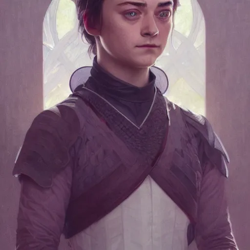 Prompt: portrait of arya stark, intricate, elegant, highly detailed, digital painting, artstation, concept art, smooth, sharp focus, illustration, art by artgerm and greg rutkowski and alphonse mucha and william - adolphe bouguereau