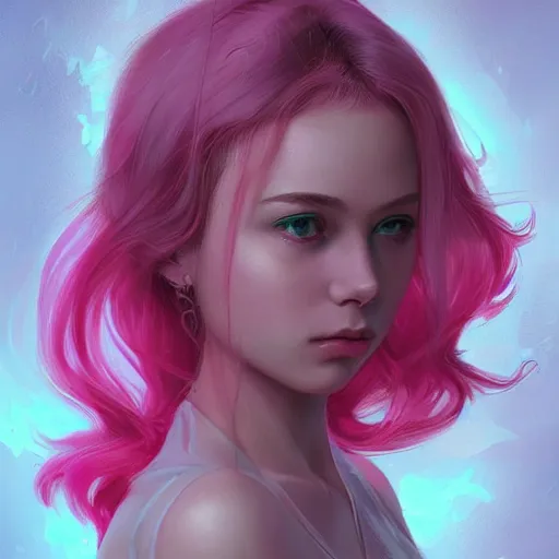 Image similar to teen girl, pink hair, gorgeous, amazing, elegant, intricate, highly detailed, digital painting, artstation, concept art, sharp focus, illustration, art by Ross tran and artgerm