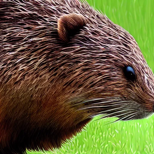 Image similar to a beaver that has the head of justin bieber, realistic, 4 k.