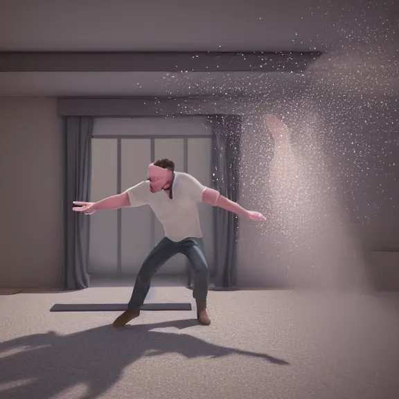 Prompt: a dad sneezing so loudly that he dies in the explosion, octane render dynamic lighting