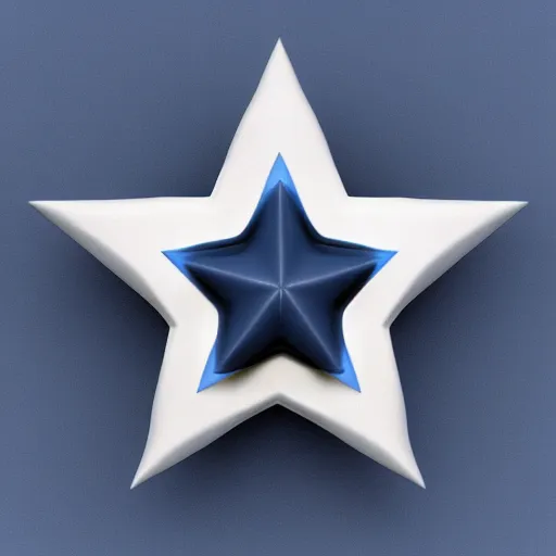 Image similar to dark blue ceramic star shape, 3 d render