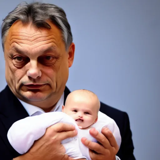 Prompt: viktor orban in a diaper