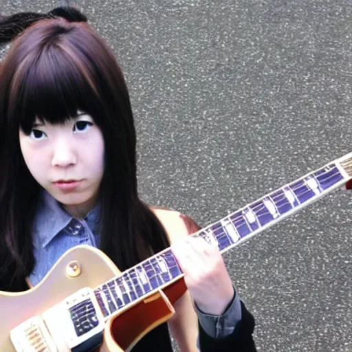 Image similar to real-life Yui from k-on with Gibson Pre-'08 Les Paul Standard, a still of a Japanese music movie