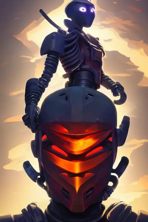 Image similar to epic mask helmet robot ninja portrait stylized as fornite style game design fanart by concept artist gervasio canda, behance hd by jesper ejsing, by rhads, makoto shinkai and lois van baarle, ilya kuvshinov, rossdraws global illumination radiating a glowing aura global illumination ray tracing hdr render in unreal engine 5