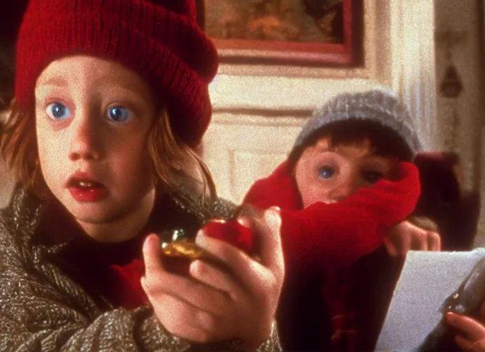 Prompt: still shot from home alone movie