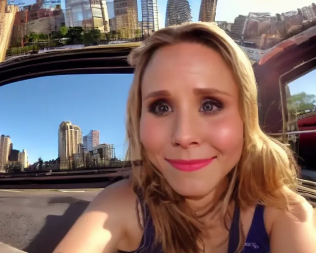 Image similar to gopro footage, first person view of my date with kristen bell