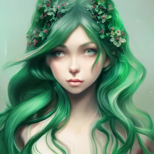 Prompt: teen girl, light green hair, gorgeous, amazing, elegant, intricate, highly detailed, digital painting, artstation, concept art, sharp focus, illustration, art by ross tran