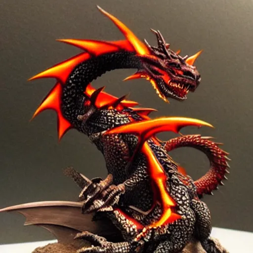 Image similar to “fire breathing dragon, warhammer miniature”