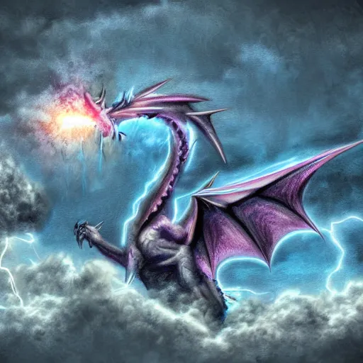 Image similar to A lightning breathing dragon, digital art W- 832