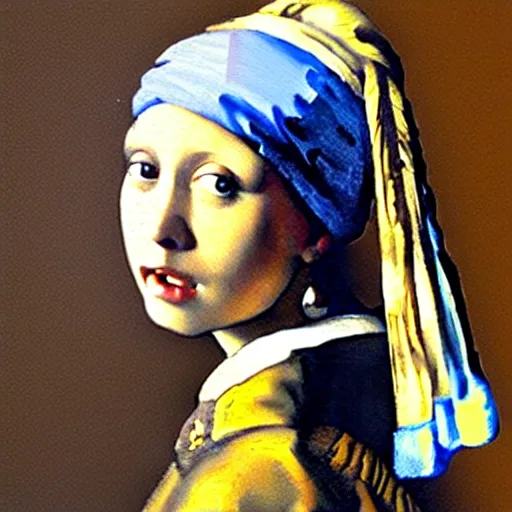 Image similar to The notorious BIG painter as the Girl with a Pearl Earring by Johannes Vermeer