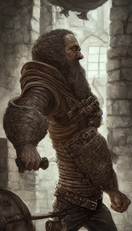 Image similar to the blacksmith, very strong, muscular, big hammer, anvil, beard, fame of thrones, fibonacci,, intricate fashion clothing, insane, intricate, highly detailed, surrealistic, digital painting, artstation, concept art, smooth, sharp focus, illustration, Unreal Engine 5, 8K, art by artgerm and greg rutkowski and alphonse mucha