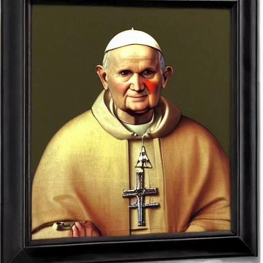 Prompt: Pope John Paul II by Leonardo Da Vinci