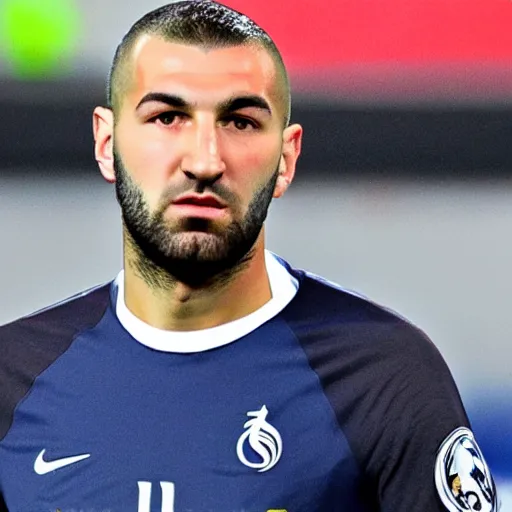 Image similar to high quality front face picture of Karim Benzema