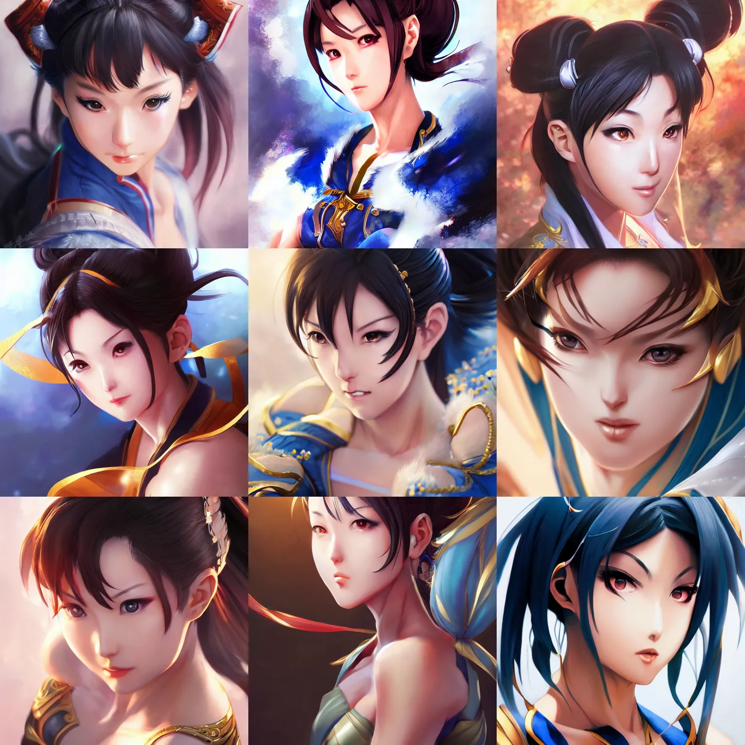 Image similar to A beautiful semi realistic anime portrait of Chun li, by Stanley Artgerm Lau, WLOP, Rossdraws, James Jean, Andrei Riabovitchev, Marc Simonetti, and Sakimichan, tranding on artstation H- 768