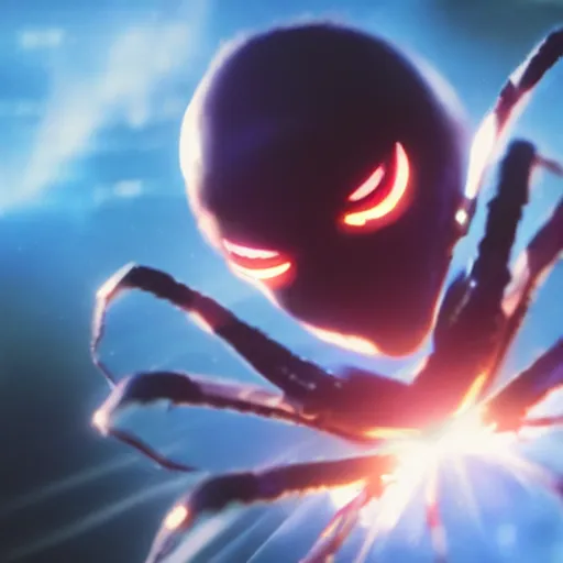 Prompt: cinematic headshot portrait of a anime spider flies in the space, movie still, more details, dramatic lighting