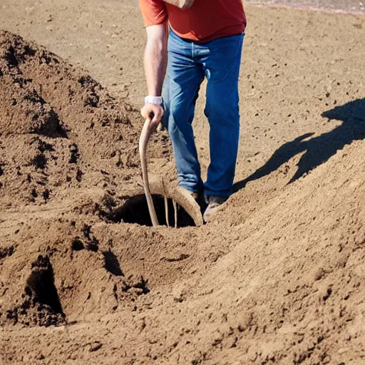 Image similar to a guy digging a hole and having a lot of fun