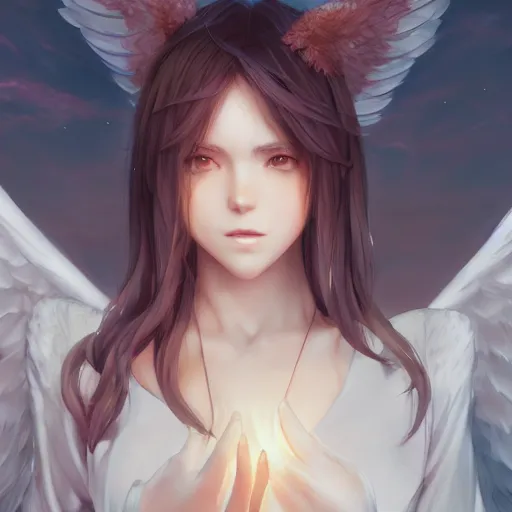 Image similar to a beautiful anime girl with angel wings, by artgerm, wlop and greg rutkowski, hd, hdr, ue 5, ue 6, unreal engine 5, cinematic 4 k wallpaper, 8 k, ultra detailed, high resolution, artstation, award winning