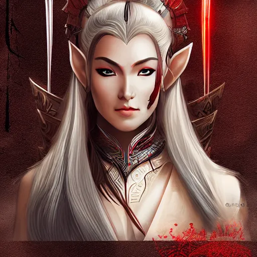 Prompt: elven samurai woman digital art seen on art station