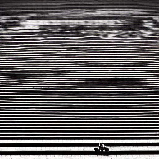 Image similar to black and white surreal photograph, highly detailed vast space made of stairsteps, sideview, detailed textures, natural light, mist, architecture photography, film grain, soft vignette, sigma 1 4 mm f / 1. 4 1 / 1 0 sec shutter, darren aronofsky film still promotional image, imax 7 0 mm footage