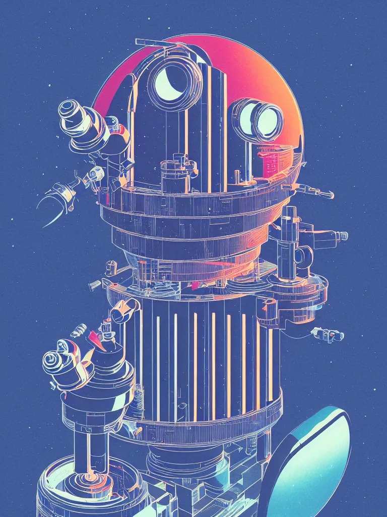 Image similar to ( ( strong dither ) ), editorial illustration scientific lab test tube telescope microscope astronaut, colorful modern, mads berg, karolis strautniekas, christopher balaskas, fine texture, dynamic composition, detailed, matte print, dynamic perspective, halftone texture, muted color, lomography, risograph