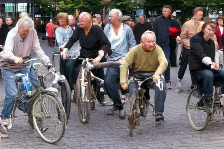 Image similar to candid street photo of random people from the year 2002, in the centre of Eindhoven