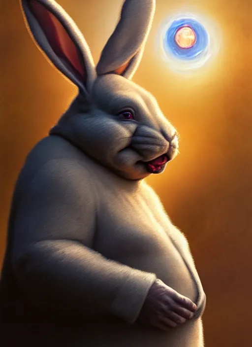 Prompt: hyper realistic, star wars, zoomed out portrait of a mega derpy john candy as big chungus, with bunny ears, stoned, by greg rutkowski, scott m fischer, artgerm, loish, slight glow, atmospheric, anne stokes, alexandros pyromallis