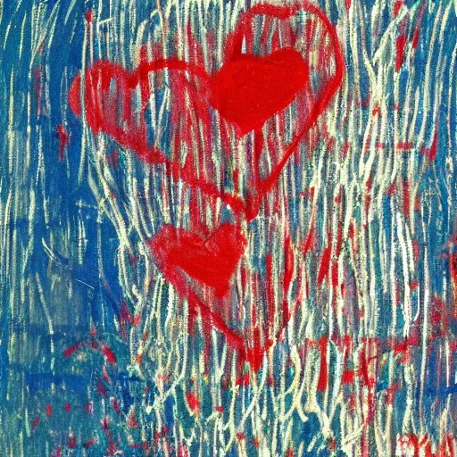 Image similar to the guy sends his love to the girl, art by cy twombly