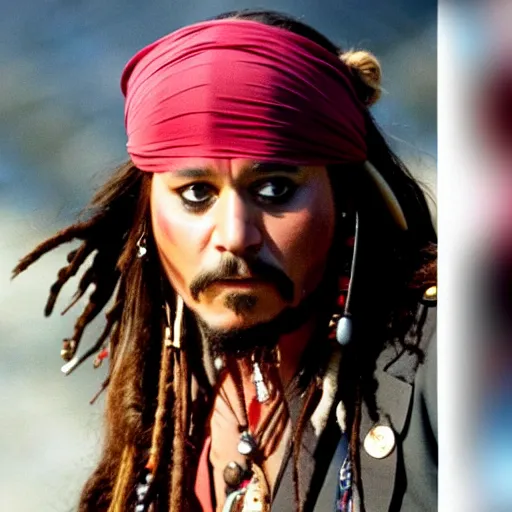 Image similar to bill murray plays jack sparrow, film still, establishing shot, promotional shot