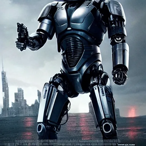 Prompt: emma watson starring in the new robocop movie, highly detailed movie poster in the cinematic style, epic scenery, created by netflix, perfect studio light, unsimulated real emotions, writed and directed by tarantino, top 1 0 highest rated movies of all times on imdb