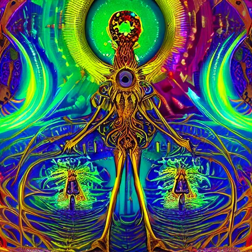 Image similar to the Clockwork Elves of the psychedelic DMT realm