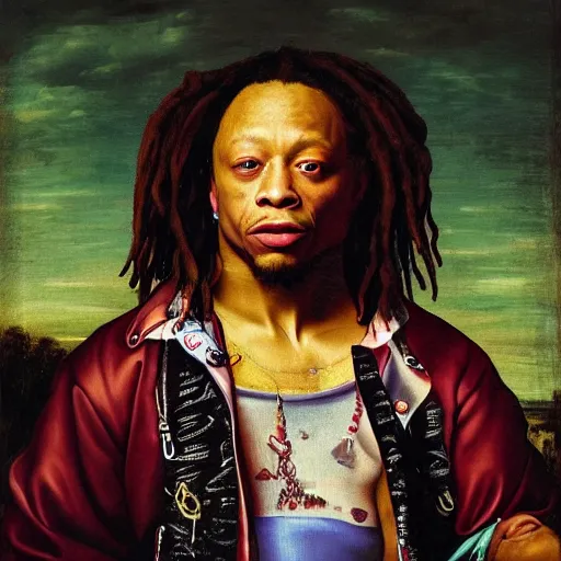 Image similar to trippie redd, as a renaissance painting