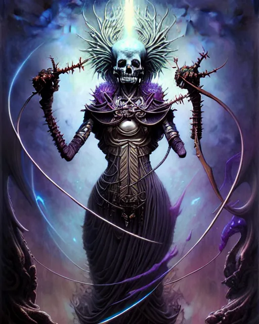 Image similar to death the tarot card, fantasy character portrait made of fractals, ultra realistic, wide angle, intricate details, the fifth element artifacts, highly detailed by peter mohrbacher, hajime sorayama, wayne barlowe, boris vallejo, aaron horkey, gaston bussiere, craig mullins