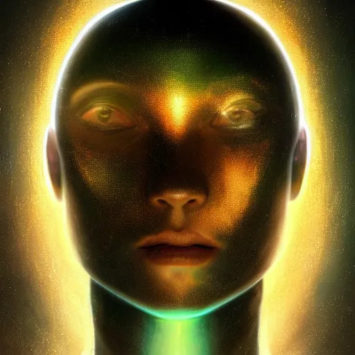 Prompt: portrait of a cosmic entity, abstract, glowing eyes, smooth body and sci fi suit made out of stars and galaxy and star dust and nebula, intricate, headshot, highly detailed, digital painting, artstation, concept art, sharp focus, cinematic lighting, illustration, art by artgerm and greg rutkowski, alphonse mucha, cgsociety