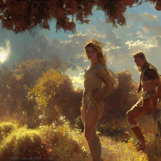 Image similar to detailed cinematic wide shot of technological osasis, ultra realistic, spring light, painting by gaston bussiere, craig mullins, j. c. leyendecker