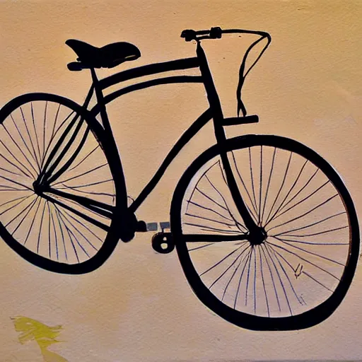 Image similar to a bicycle, painted in the style of pablo amaringo