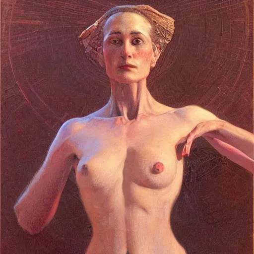 Prompt: portrait of a scifi woman, by gerald brom and thomas eakins