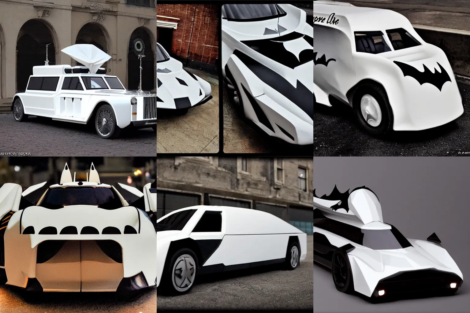 Prompt: the popemobile but it is just the batmobile from the dark night trilogy with a brand new white paint job