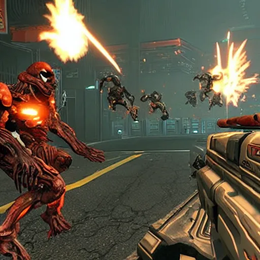 Image similar to DOOM game Cyberdemon in a call of duty style game