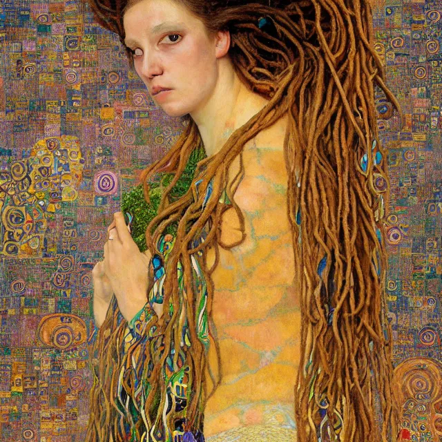 Image similar to llama with dreadlocks, gustav klimt, by mandy jurgens, ernst haeckel, james jean