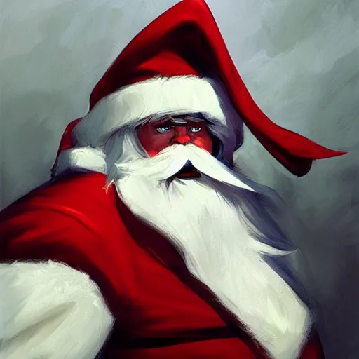 Image similar to greg manchess portrait painting of fully armored santa claus as overwatch character, medium shot, asymmetrical, profile picture, organic painting, sunny day, matte painting, bold shapes, hard edges, street art, trending on artstation, by huang guangjian and gil elvgren and sachin teng